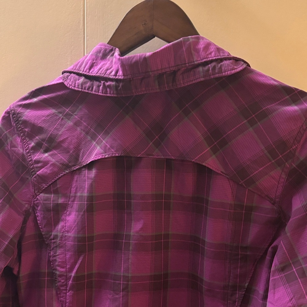 Columbia Purple Plaid Women’s Omni-Shade Shirt Large - Picture 6 of 7